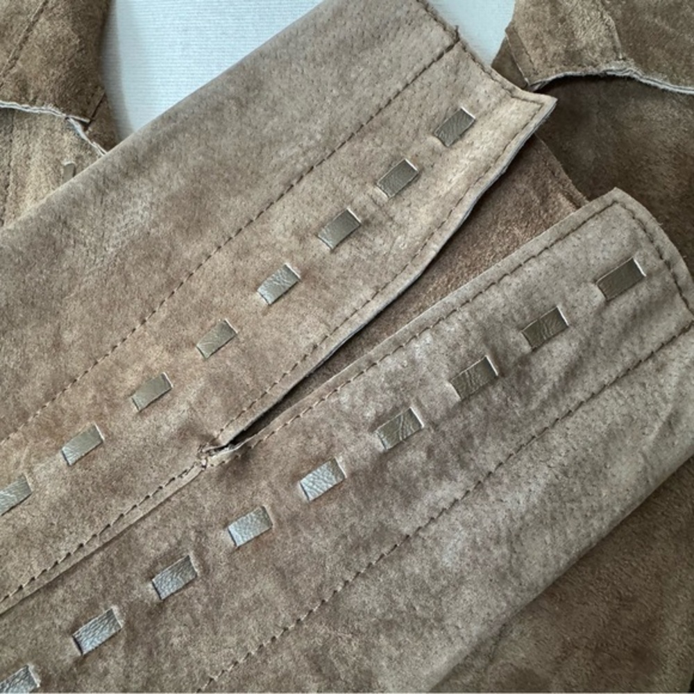 Bradley Bayou Medium Camel/Caramel Brown‎ Suede Leather Coat Cotton Lacing - Picture 7 of 10
